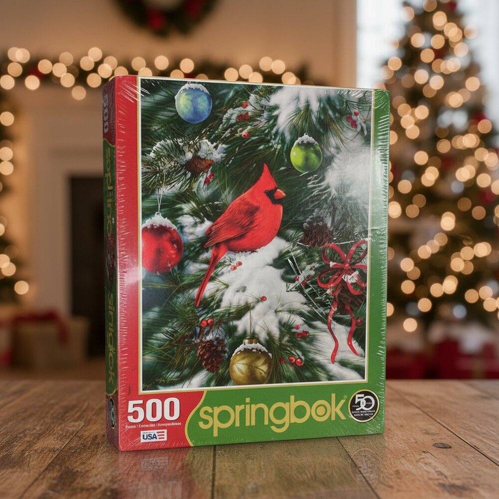 Springbok 500 Piece‎ Puzzle Cardinal Christmas Tree Ornaments Sealed USA Made